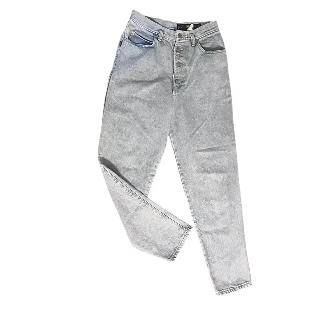 Vtg Sasson Light Wash Button Fly High Waist Tapered Leg Jeans 25x29